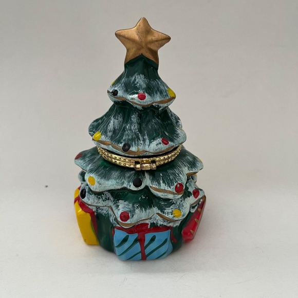 Christmas tree box with toys underneath and candle inside or trinket box - Picture 2 of 4